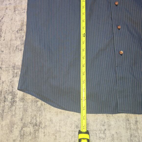 Paul Fredrick Dress Shirt Men 17 35 Blue Tan Stripe Tailored Fit Non Iron Cotton - Picture 7 of 12